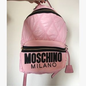 Moschino Pink Quilted Backpack w Logo
